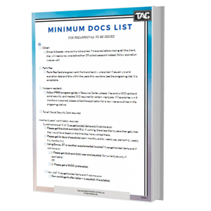 Minimum Docs List (Mock Up)