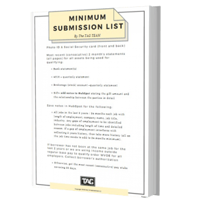Minimum Submission List By The TAG Team