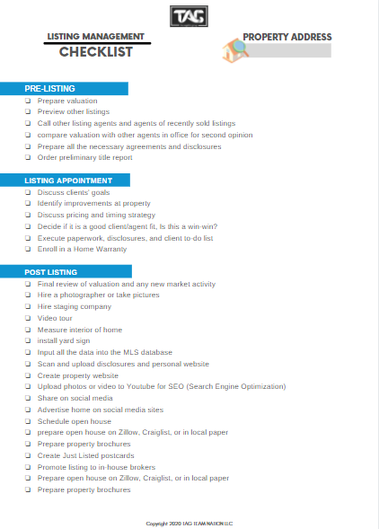 Listing Management Checklist